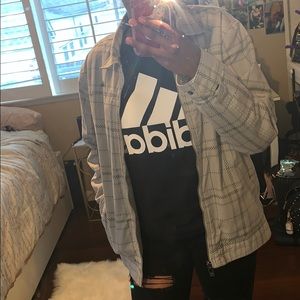 Black and grey Plaid fleece lined jacket